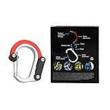 Nudorpn Mosquetón con cierre, mosquetón con cierre - Mosquetón para llavero, giratorio 360 grados, gancho articulado plegado, gancho multiusos de aluminio en forma de D para