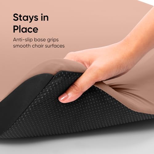 Image of Frido Cloud Seat Cushion with High-Density Memory Foam | Tailbone & Thighs Support Pillow | Washable Stretch Cover | Anti-Slip Base | Portable Handle | Ideal for Office, Car & Home Chairs, Mocha Brown