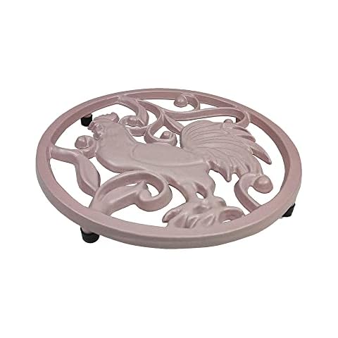 HAWOK Enameled Cast Iron Trivet Round Pink… Cover