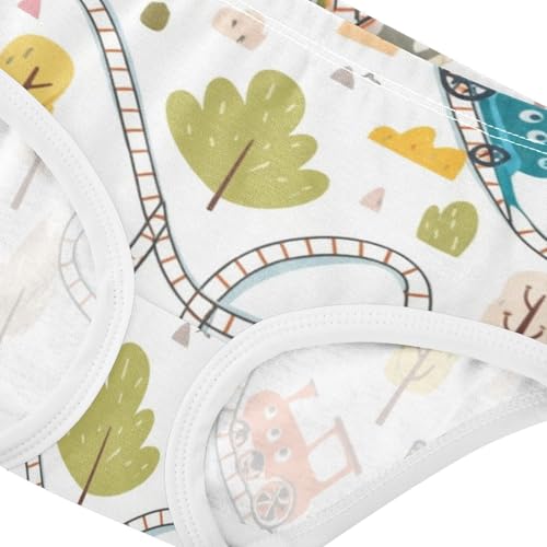 Cartoon Girls Underwear Toddlers 2t Cotton Cute Panties Girl Cute Cartoon Trains Tracks Beige Underpants Briefs4