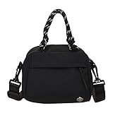 ユニ ナイロン ショルダー クロスボディ バッグ ファスナー付き 通勤 旅行用 (ブラック)