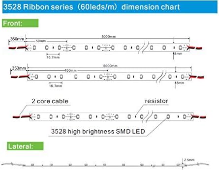 Miniatura 7 de ledmy Luz de tira LED flexible DC 24V 24W SMD3528300LEDs IP20no impermeable LED Cinta Luz Blanco Cálido 2400K 5Meter164pies usando para jardines
