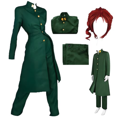 FONAY Green Cosplay Costume Uniform Outfit Halloween for Adult(Kakyoin518+wig L)