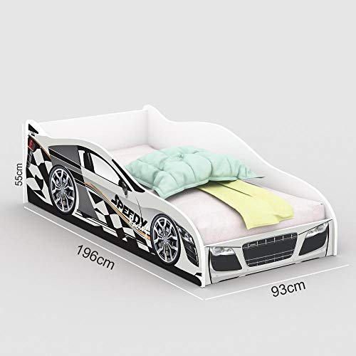 Cama Solteiro -Cama Carro Speedy Racing New - Branco - RPM Moveis