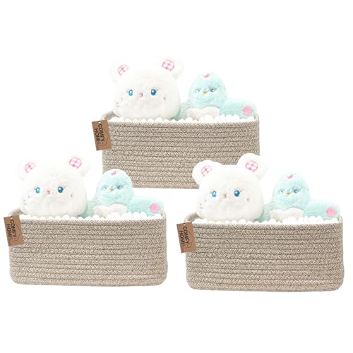 Image of COMFY HOMI 11.5 inchx7.5 inchx4.7 inch Storage Baskets for Organizing | Cotton Rope Woven Basket | Toy Storage Bin Box | Basket for Shelves, Closet Organizer Bin, Decorative Closet Shelf, 3 Pack,