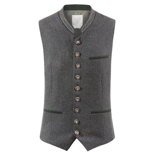Mens Vest丨Dress Grey Big and Tall Vests for Men Lightweight Simply Business Casual Suit Vests Button Up with Pocket2