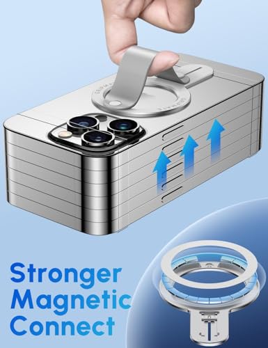 Image of GripMate for MagSafe Phone Grip for iPhone - Magnetic Phone Ring Holder Detachable for iPhone 17 - Comfortable Finger Phone Ring Grip for Apple 16 /15 /14 /13 /12, Silver