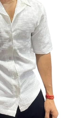Image of FUNKY RICH Funkyrich Textured Popcorn Shirts for Men || Casual Shirt for Men || Shirt for Men|| Men Stylish Half Sleeve Shirt || Men Fancy Shirt