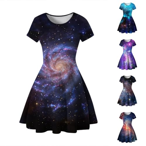 Robe ciel étoilé à manches courtes idéale pour vos soirées d'été - 2