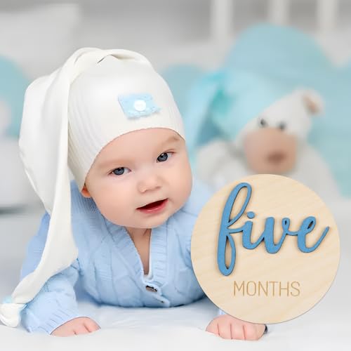 Image of Giftacity 3D Blue Baby Monthly Milestone Signs, One Month Sign for Newborn