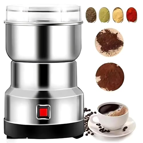 Image of Drumstone 𝟏𝟓 𝐘𝐞𝐚𝐫𝐬 𝐆𝐮𝐚𝐫𝐚𝐧𝐭𝐞𝐞 Portable Stainless Steel Electric Grinder for Dry Spices, Coffee Beans, Grains, Masala, Herbs | One-Touch Silent Operation | High-Speed Multipurpose Mill