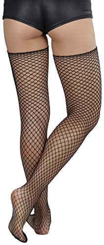 Image of ToBeInStyle Women's Seductive Punk Rock Basic Unfinished Rawedge Fishnet Thigh Highs