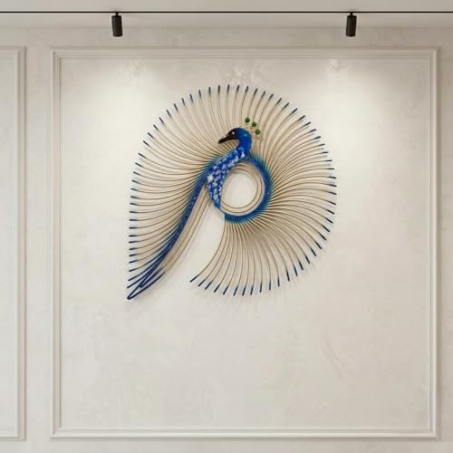 Image of SNS DECOR Alluring Metal Peacock Wall Art Decorations | Perfect 3D Wall Sculpture For Living Room, Bedroom, Drawing Room & Office (Small-14x17inch)