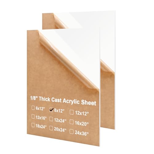 Image of KINLINK 8x12 Plexiglass Sheets 1 /8 inch Thick - 3mm White Cast Acrylic Sheet, Plastic Board Polycarbonate Sheet for DIY Project, Craft, Table Top, Acrylic Sign and Wedding Invitation 2 Pack