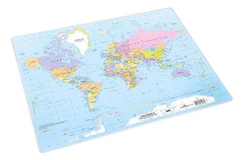 Durable Schreibtischunterlage Weltkarte PP (380 x 500 mm), Schreibunterlage mit Landkarte, 723119