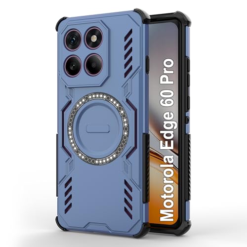 Image of Zapcase Back Case Cover for Motorola Edge 60 Pro | Magnetic Case with Built-in Metal Ring | Supports MagSafe Charger, Wallet & Car Mount | Shockproof Hybrid PC + TPU | Blue