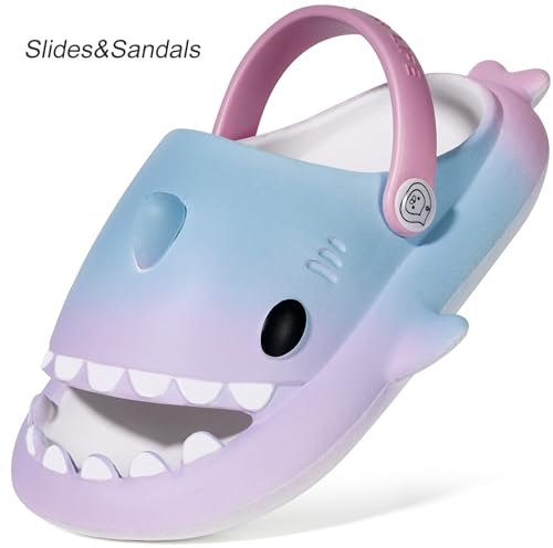 Image of KVbabby Kids Shark Slides Boys Girls Cloud Sandals | Cloud Sandals,Open Toe,Beach Pool Water Shoes,Slip-on,Lightweight,Non-Slip,Soft,Flexible,EVA Slippers