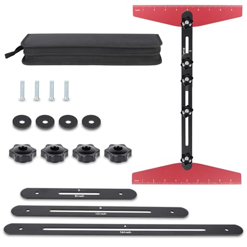 Stair Tread Template Tool - Solid Stair Tread Gauge, Stair Gauge Set Shelf Layout Measuring Scribe Tool for Stair Measuring Tool Stair Gauge Jig Stair Template Stair Step Scribe Tool(Red-Gray)