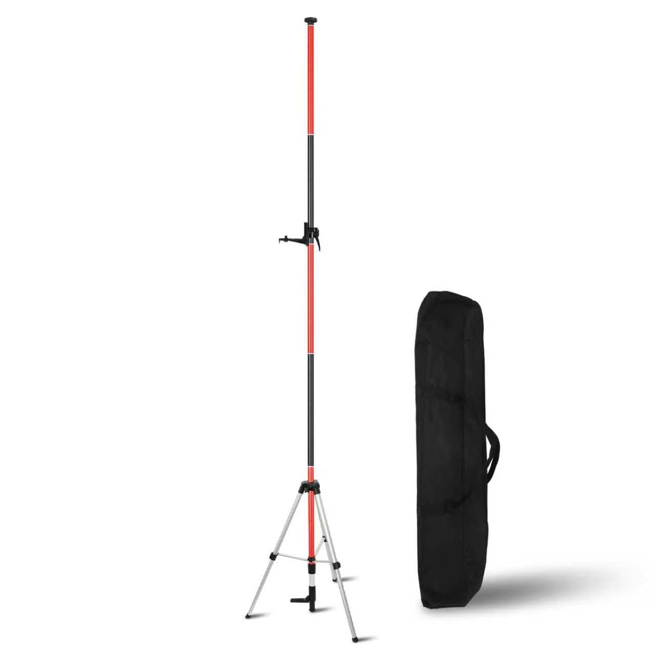Asta telescopica per livelle laser, 3,7m/12ft Palo Telescopico con Treppiede, Supporto a Livello per Laser Rotante e Livella Laser, Con adattatori per filettatura da 1/4"-20 e 5/8"-11
