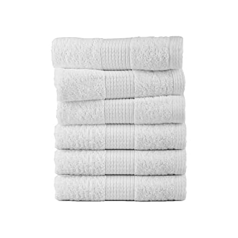 LANE LINEN 6 PC Wash Cloths Bathroom Set -100% Cotton Highly Absorbent Washcloths Bulk, Premium Spa & Hotel Quality Wash Clothes -Navy Cover