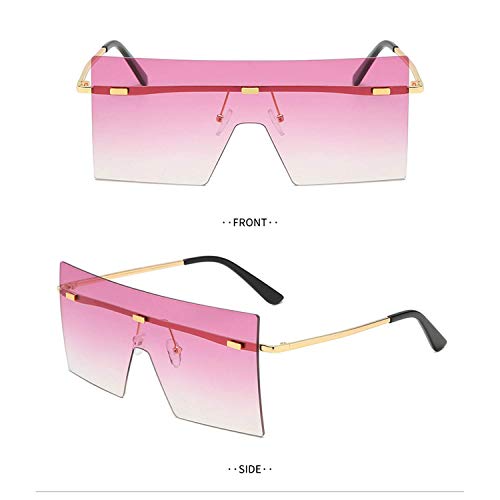 Square Sunglasses Flat Top Fashion Oversized Shades Mirror Rimless Glasses for Women for Men4