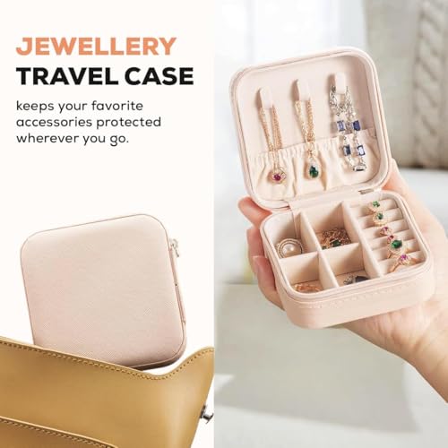 Image of Nibbler Pack of 2 Square Travel Jewellery Box for Women, Travel Earrings Organiser Box, Portable Jewellery Box Organisers for Rings, Earrings, Bracelets, Necklaces Decorative boxes