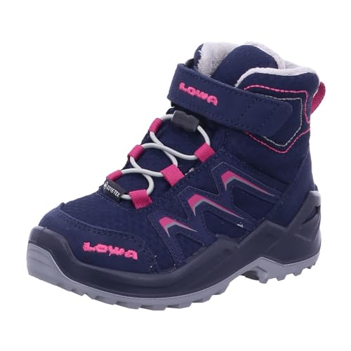 LOWA Maddox GTX Waterproof Mid Junior Boots Medium, Navy pink, 7 Big Kid