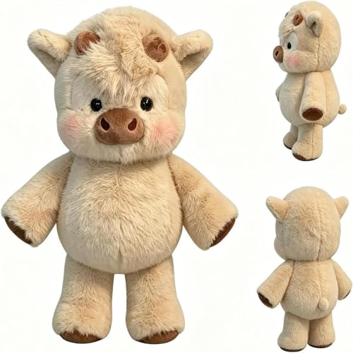 ZVD Peluche che Corre,Peluche Di Cinghiale 45 Cm Vitello Che Corre Morbido Giocattolo Bambola Da Collezione A Forma Di Pecora In Stile Cartone Animato Animale Di Peluche (Cachi)
