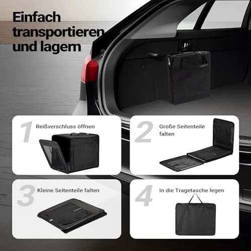 Wiltec Faltbare Transportbox für Hunde, Katzen S (42x36x41 cm), robust, leicht, sicher, Hundebox mit entnehmbarem Kissen, Schwarz