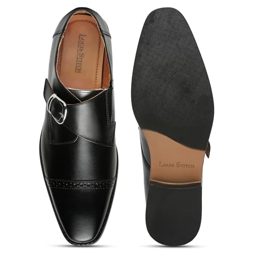 Image of LOUIS STITCH Men's Formal Shoes | Italian Leather Double Monk Strap Handcrafted | Stylish Slipon Shoes for Business, Formal, (LSRXSM)