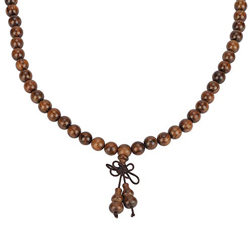 anzhongli Mala Beads Bracelet 108 8mm Prayer Meditation Sandalwood Elastic