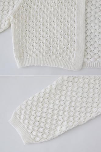 Girls Knitted Long Sleeve Cardigan Round Neck Hollow One Button Shawl Jacket Air Conditioning Bolero Shrug4