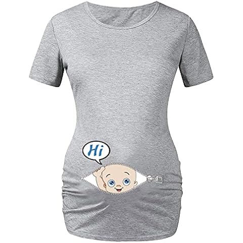 Q.KIM Camiseta Estampada premamá Mujer Embarazo T-Shirt Cover