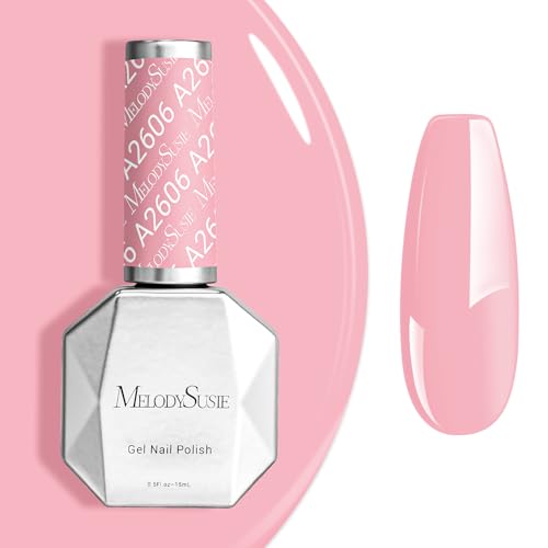 Image of MelodySusie 0.5fl oz Peachy Pink Gel Nail Polish, Nails Soak Off UV LED Baby Pink Gel Polish Gift for Women Nail Art Manicure Salon DIY Nail Design Decoration at Home-A2606