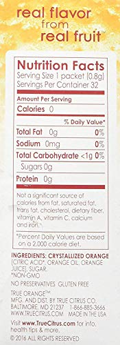 TRUE ORANGE Water Enhancer (32 Packets) | Zero Calorie Water Flavoring | For Water, Bottled Water, Iced Tea & Recipes | Water Flavor Packets Made with Real Oranges
