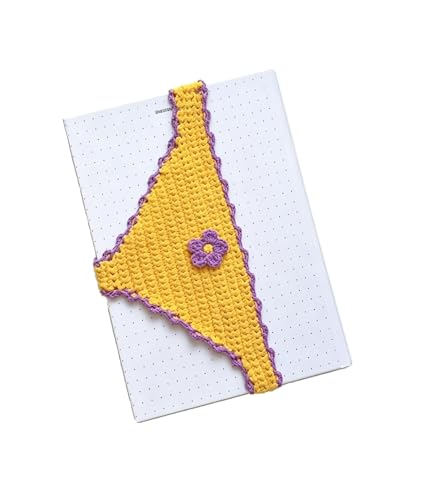 Handmade Crochet Bikini Bookmarks - Funny Underwear Shaped Page Holder for Books, Unique Gag Gift for Women and Book Lovers (Yellow)