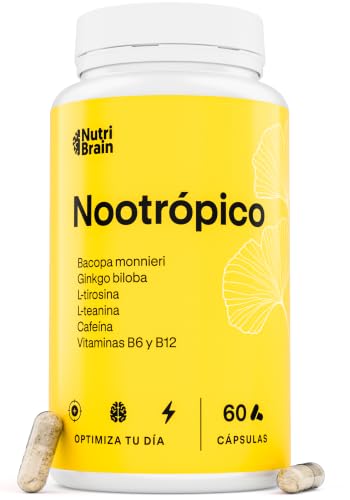 Nootrópico Natural 60 Cápsulas con Cafeína, Ginkgo Biloba, Teanina