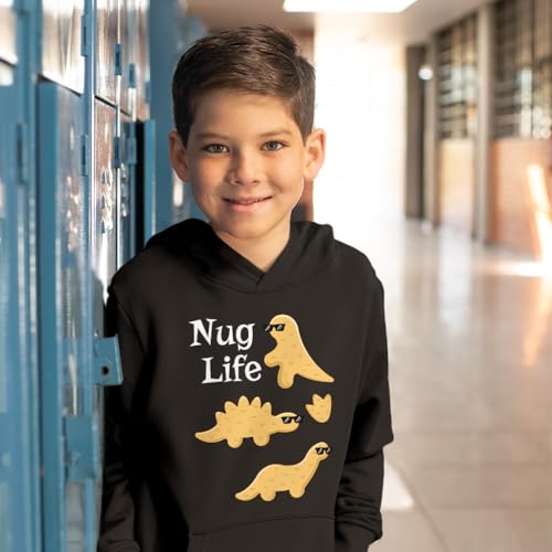 Nug Life Kids' Hoodie - Dino Nugget Hooded Sweatshirt - Cool Graphic Hoodie for Kids4