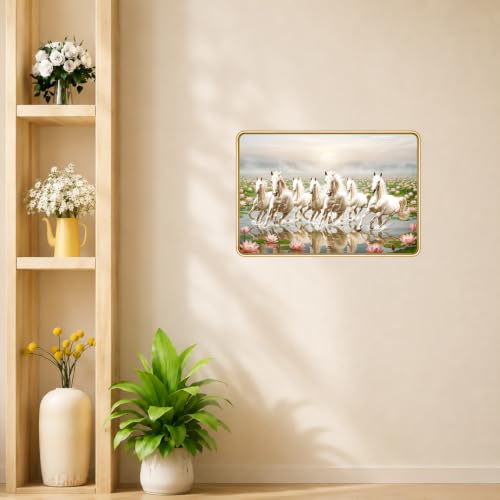 Image of 7 Running Horses Vastu Photo Frame, 8x12 Inch