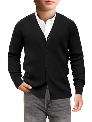 Haloumoning Boys Cardigan Sweater Kids Casual V Neck Button Down ...