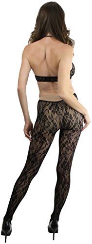 Image of ToBeInStyle Women's Bodystocking Crotchless Peek-A-Boo Fishnet Lace Bodysuit