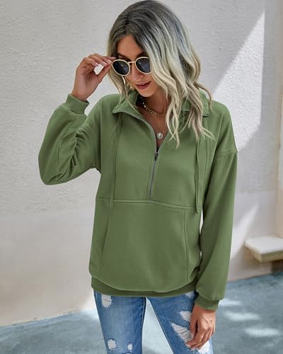 Image of PRETTYGARDEN Women's Casual Long Sleeve Sweatshirt Half Zip Pullover Tops