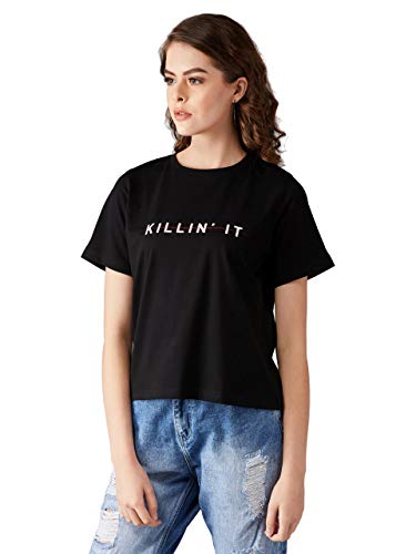 Image of Miss Chase Women's Black 100% Cotton T-Shirt