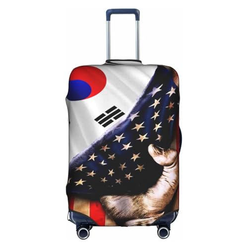 America And South Korea South Korean Flag Travel Luggage Cover Washable Suitcase Case Suitcase Protector Fit Luggage Cover Large