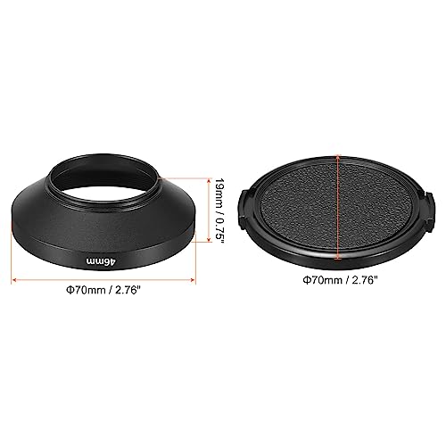 Parasol para lente PATIKIL de 46 mm, superficie mate y diseño antirreflejos interior, incluye tapa y paño de limpieza, color negro, compatible con Nikon, Fujifilm, Pentax y Leica miniatura 2