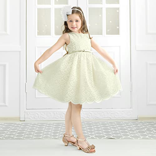Image of PANDANINJIA Lilly Girls Heels Todder Dress Shoes Pump T Strap Open Toe Bow Little Big Kids Flower Girl Shoes(Gold Sequin, 6 M US Big Kid)