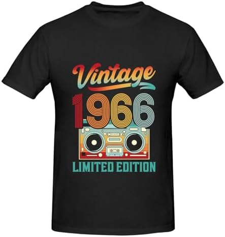 60th Birthday Gifts for Men, Funny Vintage 1966 T Shirts, Retro 60 Years Old Tshirts, Father's Day Retirement Decorations for Dad Grandpa Papa Uncle Black