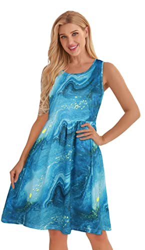 Elescat Women'S Summer Dresses Casual Tshirt Beach Cocktail Sundresses Midi Sleeveless Pleated Dresses With Pockets thumb #1