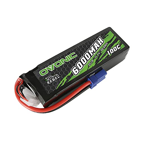 OVONIC 3S 6000mAh 11.1V 100C LiPo Battery EC5 for RC Cars
