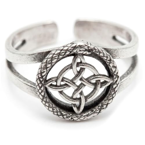 Bague Ouroboros argent 925 talisman noeud de sorcière celtique